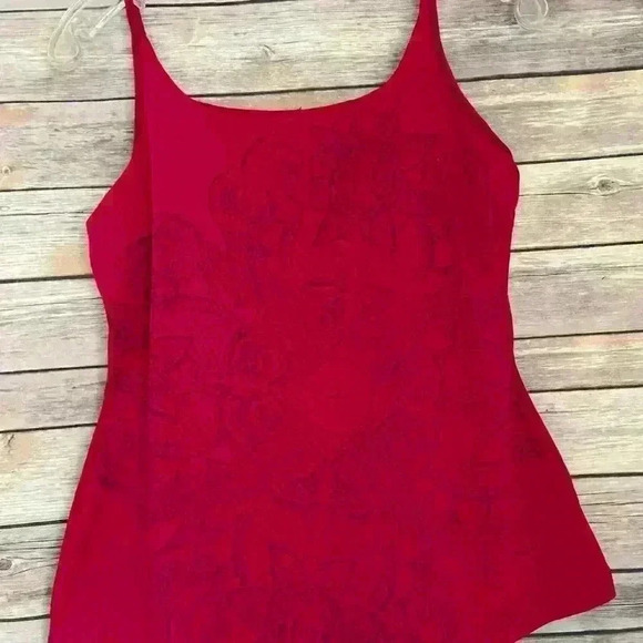 Athleta Tank Top Womens Medium Hot Pink Floral Built In Bra Yoga Athletic - Picture 1 of 5